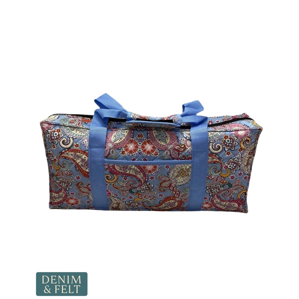 American Mahjong Set 166 Tiles 4 Acrylic Racks Blue Paisley Quilted Travel Bag - Picture 7 of 8